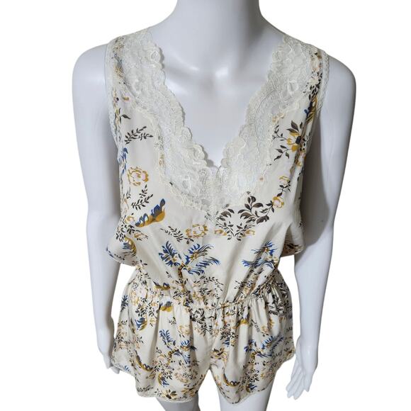 Stella McCartney Floral Print Plunge Neckline Lace Trim RomperPlaysuit Small S - Picture 5 of 11
